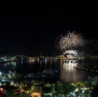 Fireworks in honor of San Ciriaco, easily accessible to the center of Ibiza with Aquabus